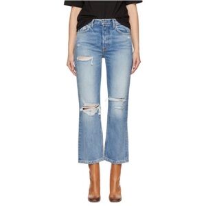 GRLFRND Linda Distressed Cropped Denim Golden Girl